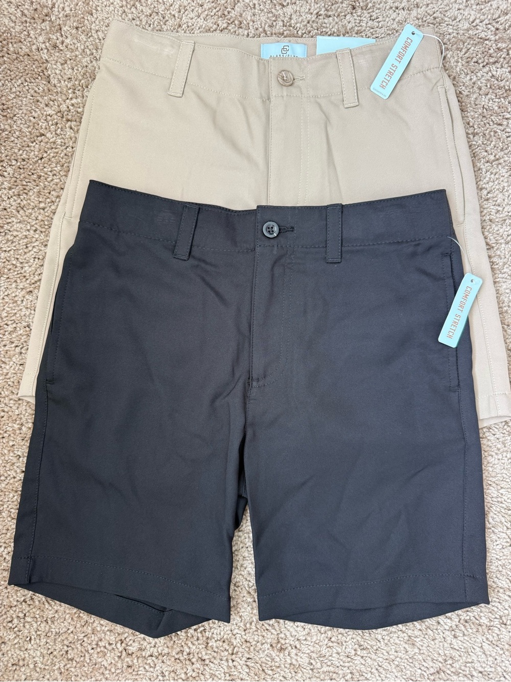 Class Club Boys' Black and Khaki Uniform Shorts - 2-Pack